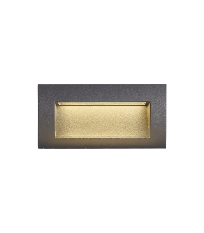 Ridgewood Recessed Rectangular Wall Lamp 1 x 3W LED 3000K 100lm IP65 Dark Grey -11