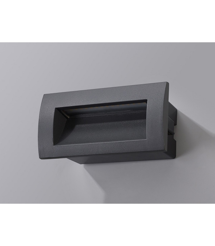 Ridgewood Recessed Rectangular Wall Lamp 1 x 3W LED 3000K 100lm IP65 Dark Grey -13
