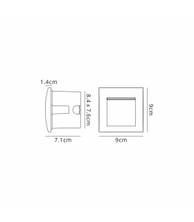 Ridgewood Recessed Square Wall Lamp 1 x 3W LED 3000K 100lm IP65 Dark Grey -2