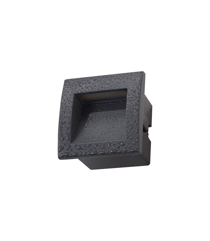 Ridgewood Recessed Square Wall Lamp 1 x 3W LED 3000K 100lm IP65 Dark Grey -9