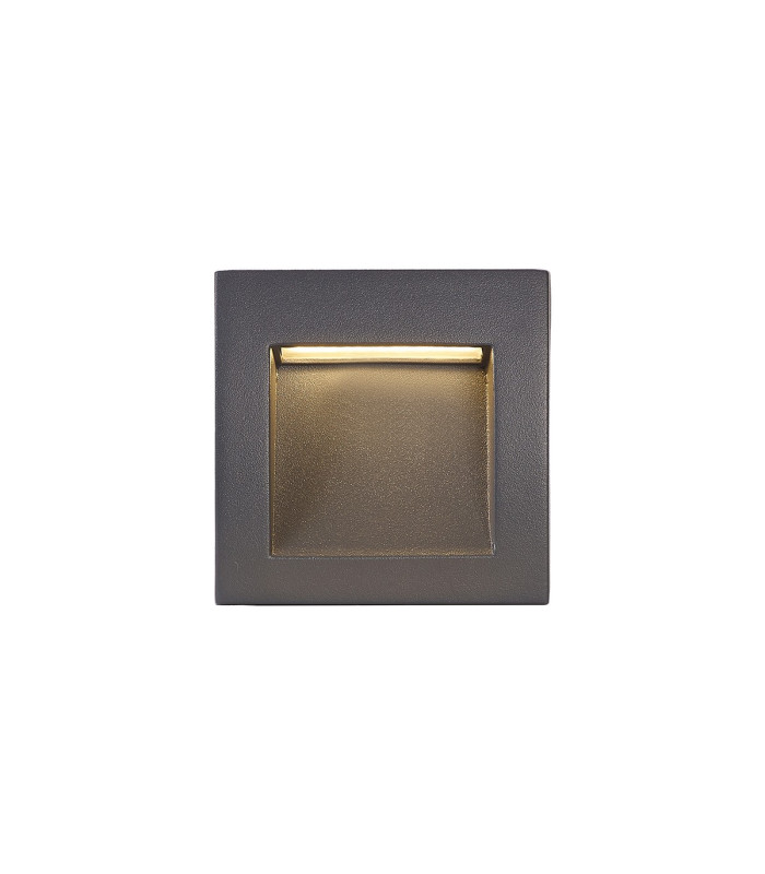 Ridgewood Recessed Square Wall Lamp 1 x 3W LED 3000K 100lm IP65 Dark Grey -10