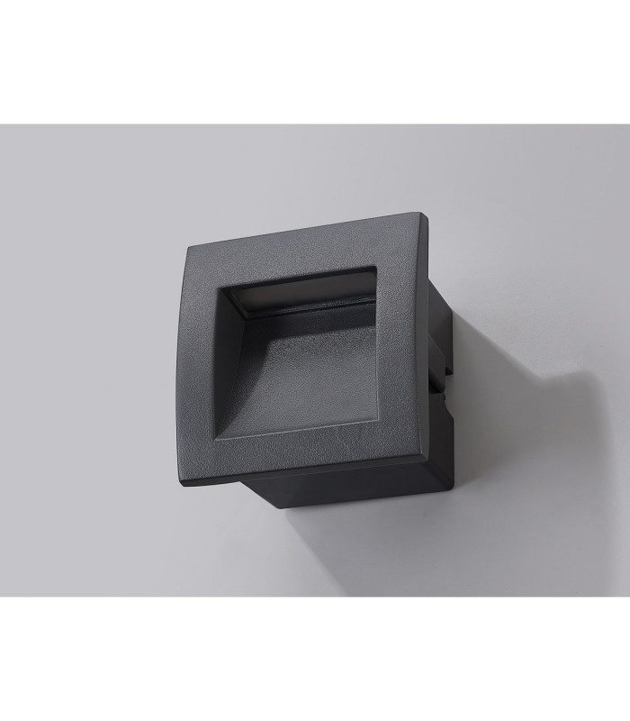 Ridgewood Recessed Square Wall Lamp 1 x 3W LED 3000K 100lm IP65 Dark Grey -12