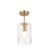 Forest 18cm Gold Pendant/Semi Flush/Semi Flush 1 x E27 Cylinder Ribbed Glass (A)-5