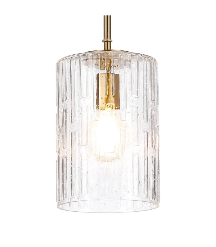 Forest 18cm Gold Pendant/Semi Flush/Semi Flush 1 x E27 Cylinder Ribbed Glass (A)-6