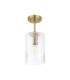 Forest 18cm Gold Pendant/Semi Flush/Semi Flush 1 x E27 Cylinder Ribbed Glass (A)-9