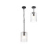 Forest 18cm Satin Black Pendant/Semi Flush/Semi Flush 1 x E27 Cylinder Ribbed Glass (A)-1