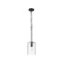 Forest 18cm Satin Black Pendant/Semi Flush/Semi Flush 1 x E27 Cylinder Ribbed Glass (A)-4