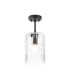 Forest 18cm Satin Black Pendant/Semi Flush/Semi Flush 1 x E27 Cylinder Ribbed Glass (A)-5