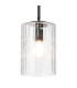 Forest 18cm Satin Black Pendant/Semi Flush/Semi Flush 1 x E27 Cylinder Ribbed Glass (A)-6