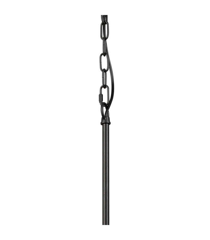 Forest 18cm Satin Black Pendant/Semi Flush/Semi Flush 1 x E27 Cylinder Ribbed Glass (A)-8