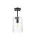 Forest 18cm Satin Black Pendant/Semi Flush/Semi Flush 1 x E27 Cylinder Ribbed Glass (A)-9
