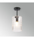 Forest 18cm Satin Black Pendant/Semi Flush/Semi Flush 1 x E27 Cylinder Ribbed Glass (A)-11