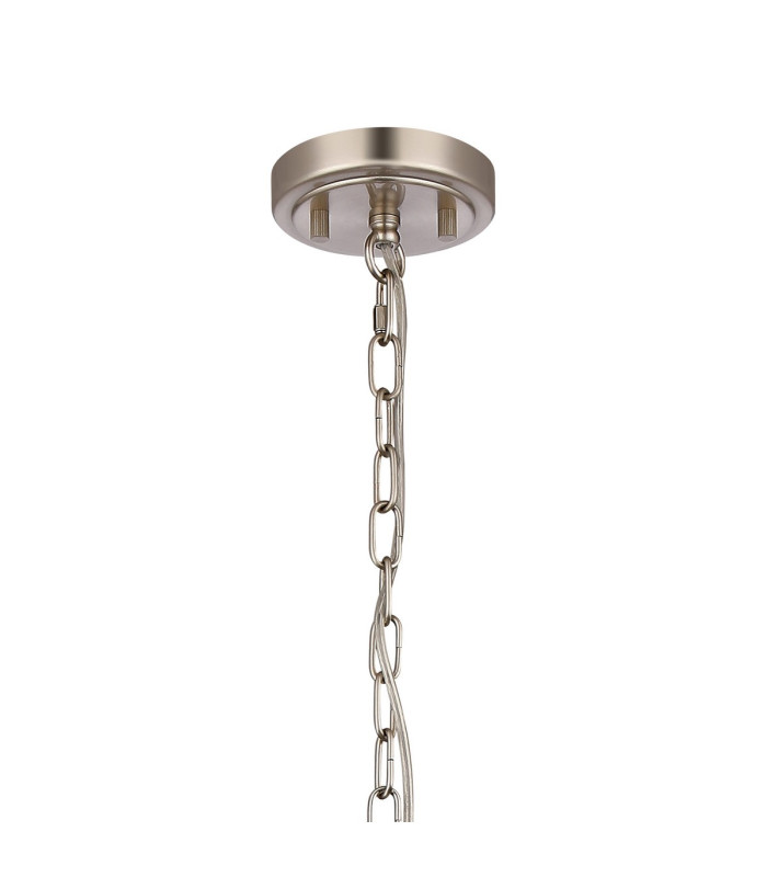 Forest 18cm Satin Nickel Pendant/Semi Flush/Semi Flush 1 x E27 Cylinder Ribbed Glass (A)-7