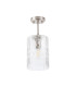 Forest 18cm Satin Nickel Pendant/Semi Flush/Semi Flush 1 x E27 Cylinder Ribbed Glass (A)-9