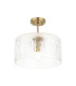 Forest 38cm Gold Pendant/Semi Flush/Semi Flush 1 x E27 Drum Ribbed Glass (B)-5