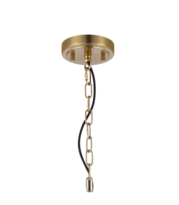 Forest 38cm Gold Pendant/Semi Flush/Semi Flush 1 x E27 Drum Ribbed Glass (B)-7