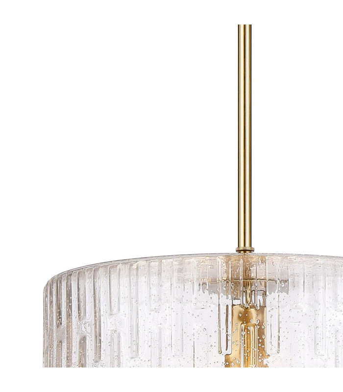 Forest 38cm Gold Pendant/Semi Flush/Semi Flush 1 x E27 Drum Ribbed Glass (B)-9