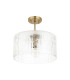 Forest 38cm Gold Pendant/Semi Flush/Semi Flush 1 x E27 Drum Ribbed Glass (B)-10
