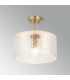 Forest 38cm Gold Pendant/Semi Flush/Semi Flush 1 x E27 Drum Ribbed Glass (B)-12