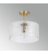 Forest 38cm Gold Pendant/Semi Flush/Semi Flush 1 x E27 Drum Ribbed Glass (B)-13