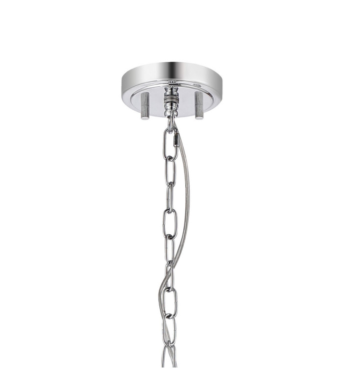 Forest 38cm Polished Chrome Pendant/Semi Flush/Semi Flush 1 x E27 Drum Ribbed Glass (B)-7