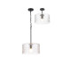 Forest 38cm Satin Black Pendant/Semi Flush/Semi Flush 1 x E27 Drum Ribbed Glass (B)-1