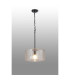 Forest 38cm Satin Black Pendant/Semi Flush/Semi Flush 1 x E27 Drum Ribbed Glass (B)-3