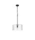 Forest 38cm Satin Black Pendant/Semi Flush/Semi Flush 1 x E27 Drum Ribbed Glass (B)-4