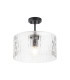 Forest 38cm Satin Black Pendant/Semi Flush/Semi Flush 1 x E27 Drum Ribbed Glass (B)-5