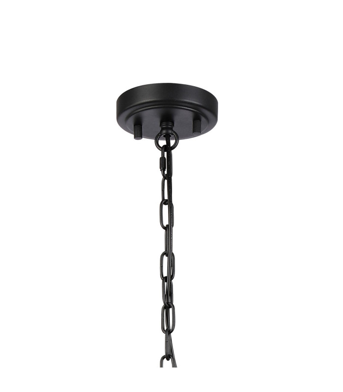 Forest 38cm Satin Black Pendant/Semi Flush/Semi Flush 1 x E27 Drum Ribbed Glass (B)-7