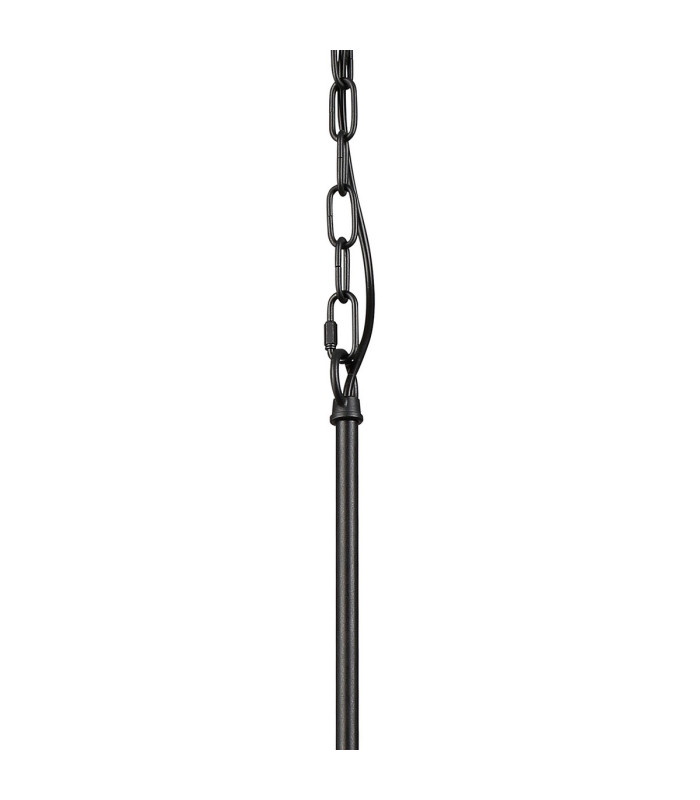 Forest 38cm Satin Black Pendant/Semi Flush/Semi Flush 1 x E27 Drum Ribbed Glass (B)-8