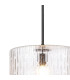 Forest 38cm Satin Black Pendant/Semi Flush/Semi Flush 1 x E27 Drum Ribbed Glass (B)-9