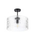 Forest 38cm Satin Black Pendant/Semi Flush/Semi Flush 1 x E27 Drum Ribbed Glass (B)-10