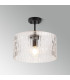 Forest 38cm Satin Black Pendant/Semi Flush/Semi Flush 1 x E27 Drum Ribbed Glass (B)-12