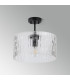 Forest 38cm Satin Black Pendant/Semi Flush/Semi Flush 1 x E27 Drum Ribbed Glass (B)-13