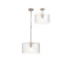 Forest 38cm Satin Nickel Pendant/Semi Flush/Semi Flush 1 x E27 Drum Ribbed Glass (B)-1