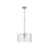 Forest 38cm Satin Nickel Pendant/Semi Flush/Semi Flush 1 x E27 Drum Ribbed Glass (B)-4