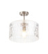 Forest 38cm Satin Nickel Pendant/Semi Flush/Semi Flush 1 x E27 Drum Ribbed Glass (B)-5