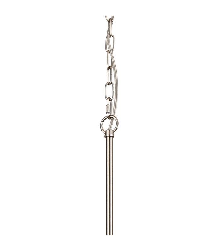 Forest 38cm Satin Nickel Pendant/Semi Flush/Semi Flush 1 x E27 Drum Ribbed Glass (B)-8