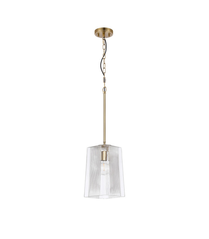 Forest Gold Pendant/Semi Flush/Semi Flush 1 x E27 Square Ribbed Glass (C)-4