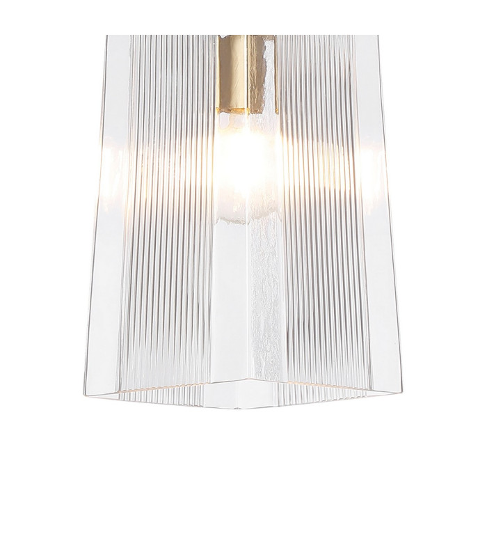 Forest Gold Pendant/Semi Flush/Semi Flush 1 x E27 Square Ribbed Glass (C)-6