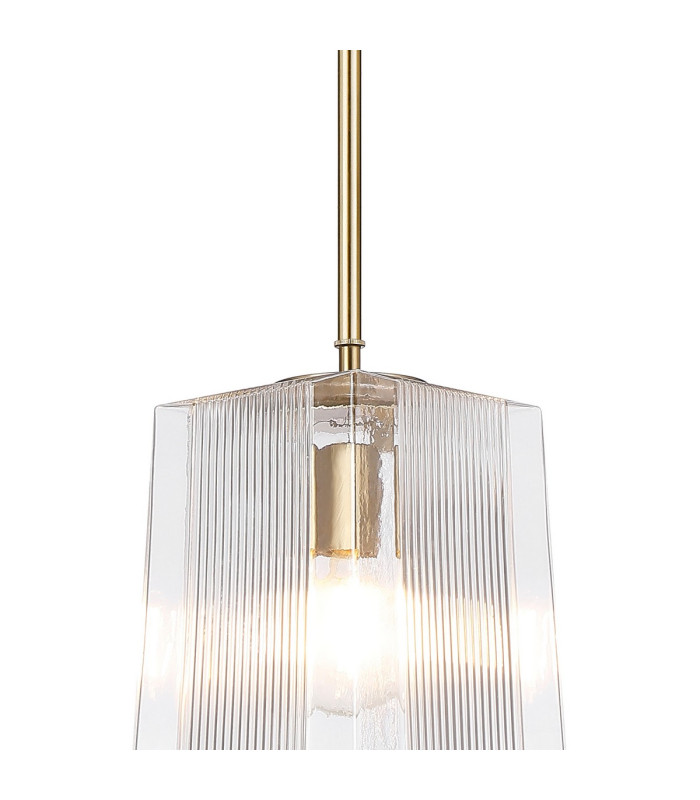 Forest Gold Pendant/Semi Flush/Semi Flush 1 x E27 Square Ribbed Glass (C)-9