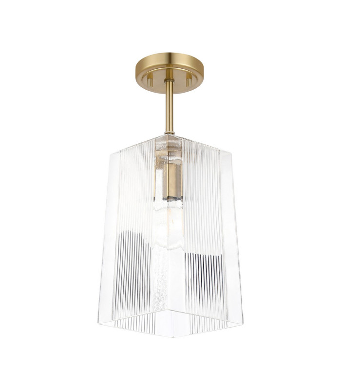 Forest Gold Pendant/Semi Flush/Semi Flush 1 x E27 Square Ribbed Glass (C)-10