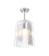 Forest Polished Chrome Pendant/Semi Flush/Semi Flush 1 x E27 Square Ribbed Glass (C)-5