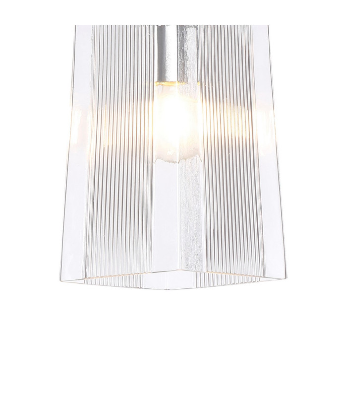 Forest Polished Chrome Pendant/Semi Flush/Semi Flush 1 x E27 Square Ribbed Glass (C)-6