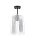 Forest 19cm Satin Black Pendant/Semi Flush/Semi Flush 1 x E27 Square Ribbed Glass (C)-10