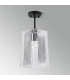 Forest 19cm Satin Black Pendant/Semi Flush/Semi Flush 1 x E27 Square Ribbed Glass (C)-13
