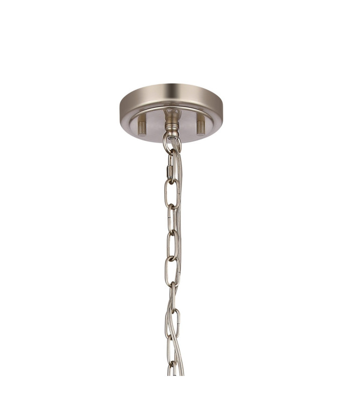 Forest Satin Nickel Pendant/Semi Flush/Semi Flush 1 x E27 Square Ribbed Glass (C)-7