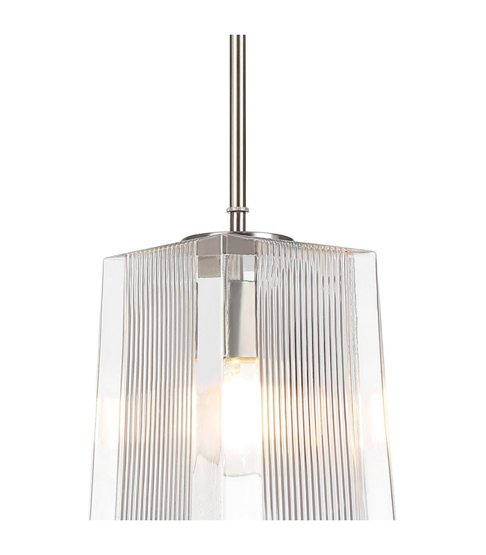 Forest Satin Nickel Pendant/Semi Flush/Semi Flush 1 x E27 Square Ribbed Glass (C)-9