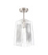 Forest Satin Nickel Pendant/Semi Flush/Semi Flush 1 x E27 Square Ribbed Glass (C)-10